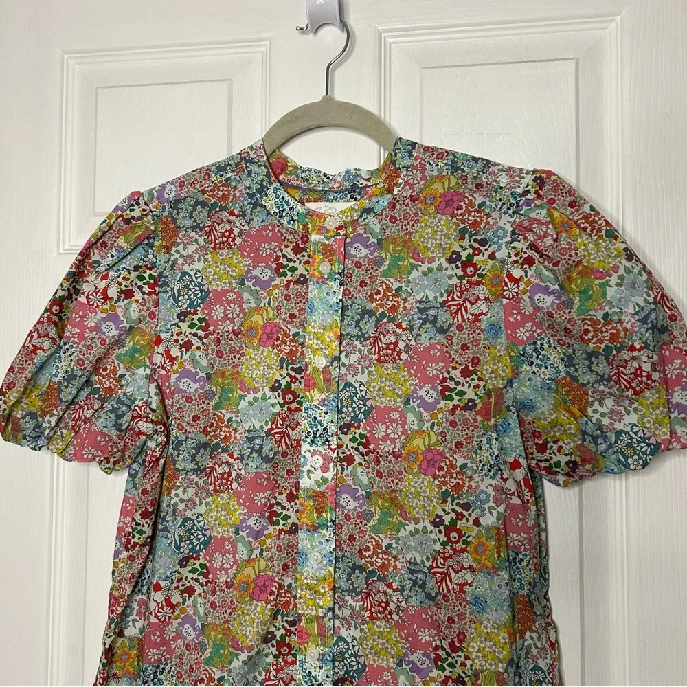 J Crew Classic Fit Short Puff Sleeve Top in Liberty Patchwork Dream Floral